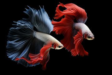 Siamese fighting fish, isolated on black background by Animaflora PicsStock