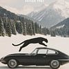 Schwarzer Jaguar Apres Ski Oldtimer Winter Classic Auto von Dagmar Pels