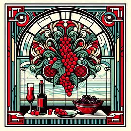 Red grapes and red wine by Tatjana Korneeva