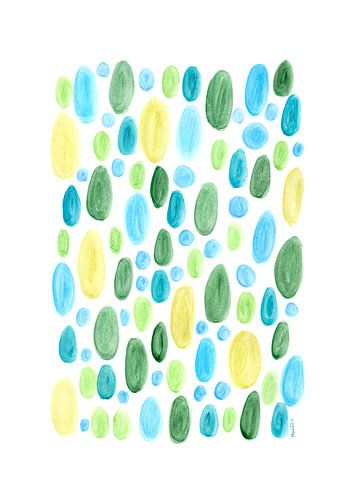 Groen abstract schilderij - aquarel