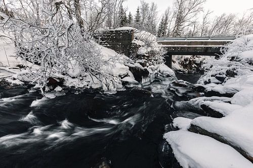 Stream in winter landscape - Vesterålen, Norway