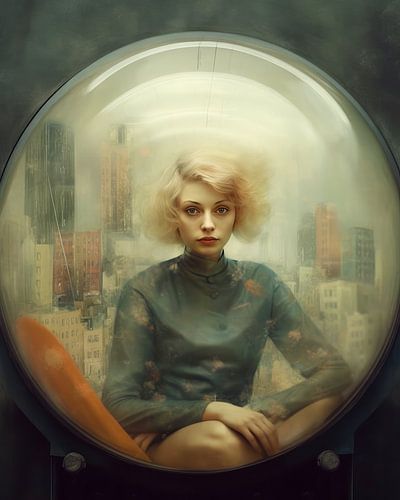 Portrait d'art contemporain "Vivre dans une bulle"