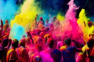 Inder feiern das Holi-Fest, Art Illustration
