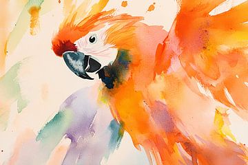 Kleurrijke papegaai in aquarel van Imperial Art House