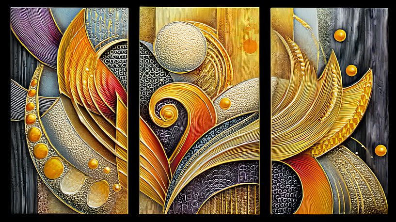 Célébration en or et argent Triptyque par Amanda Moore