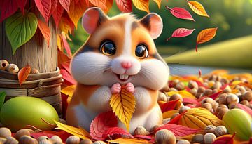 Herbstzauber im Laub mit Hamster von artefacti