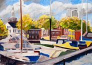 Gezicht op de haven van Vlaardingen van Antonie van Gelder Beeldend kunstenaar thumbnail