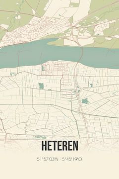 Carte ancienne de Heteren (Gueldre) sur Rezona