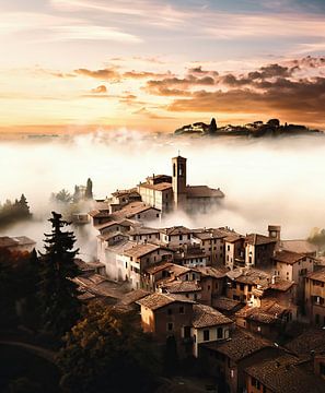 Romantisch Toscane bij zonsopgang van fernlichtsicht