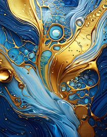 Goud en blauw met patroon