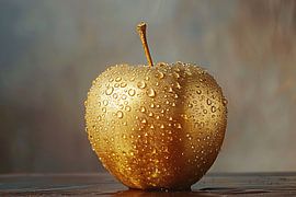 Golden Apple with Drops on Warm Background by Art & Soul Creations