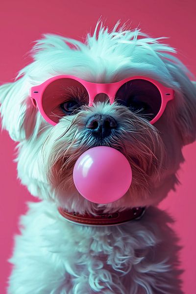 Cute maltese with bubble gum by haroulita