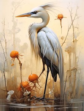 Peinture à l'huile de l'oiseau sur Virgil Quinn - Decorative Arts