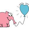 Roze Olifant met blauwe ballon (zonder achtergrond) van Henk Egbertzen