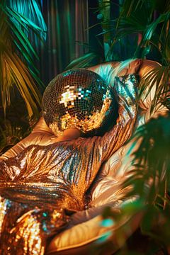 Glinsterende discobal in de jungleời van Poster Art Shop