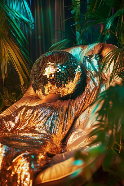 Glitzernde Disco-Kugel im Dschungelời von Poster Art Shop