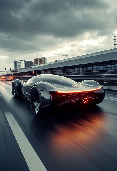 High-Tech-Auto, Straßenszene von fernlichtsicht