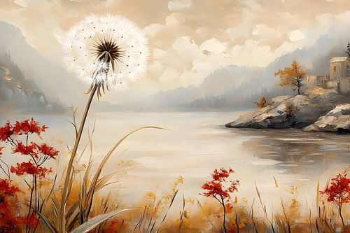 Peinture-Paysage-Lac de pissenlits sur Manipulation melody
