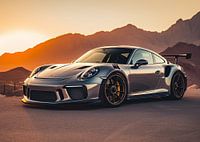 Sports car in the sunset