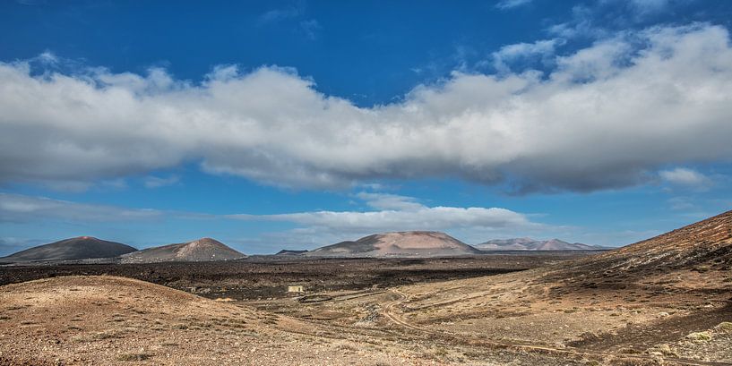 Vulkanisch landschap op Lanzarote, een van de Canarische Eilanden. van Harrie Muis