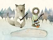 Loup et jeune fille inuit par Judith Loske Aperçu