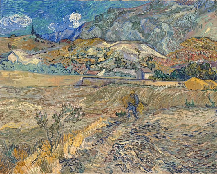 Vincent van Gogh. Landschap in Saint Rémy, met boeren van 1000 Schilderijen