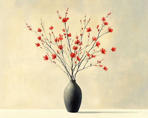 Modernes rotes Stilleben