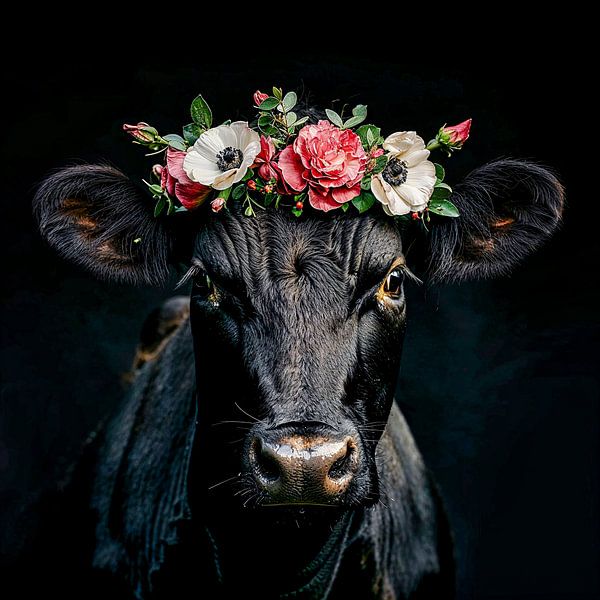 Grazie in Schwarz: Ein Florales Meisterstück von Klaus Tesching - Art-AI