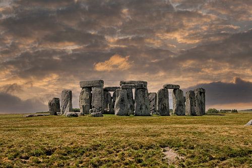 Stonehenge cirkel  bij zonsondergang