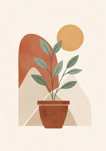 Rooted Calm – Japandi Botanical Balance Illustration