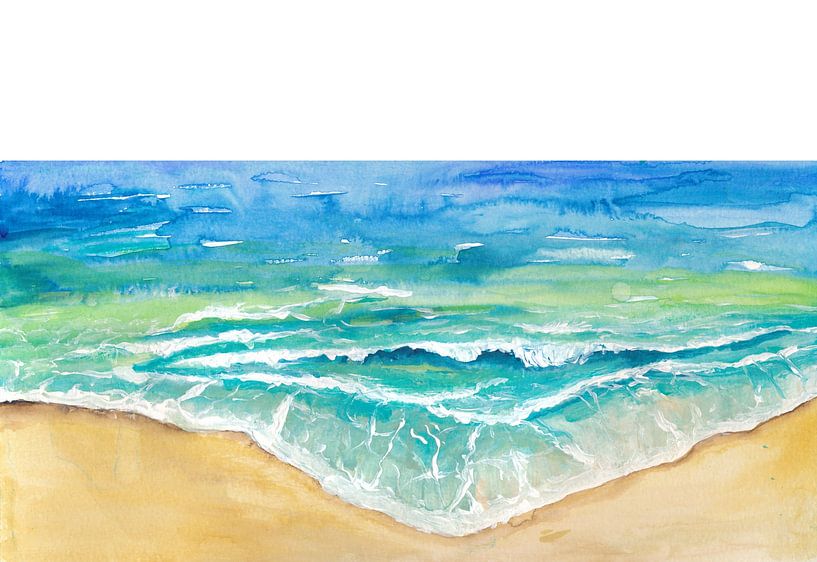 Tropische zeegolven en zandstrand van Markus Bleichner