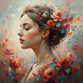 Floral Reverie - Abstraktes impressionistisches Porträt von Regan Frederick