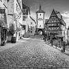 Rothenburg ob der Tauber mit Plönlein in schwarzweiß von Manfred Voss, Schwarz-weiss Fotografie