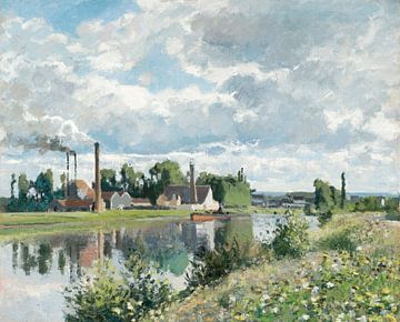 The River Oise near Pontoise (1873) painting by Camille Pissarro. van Studio POPPY