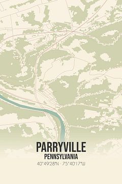 Vintage landkaart van Parryville (Pennsylvania), USA. van MijnStadsPoster