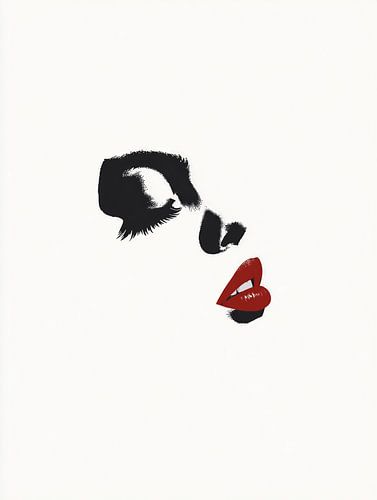Minimalistisch portret met rode lippen