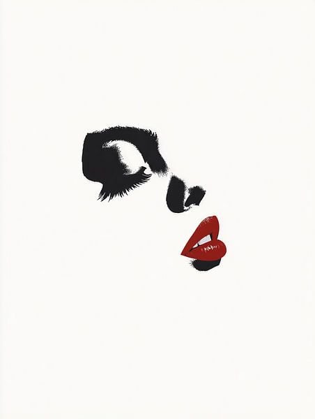 Minimalist portrait with red lips by Frank Heinz