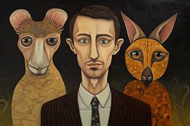 Mann mit Katzen von Ton Kuijpers