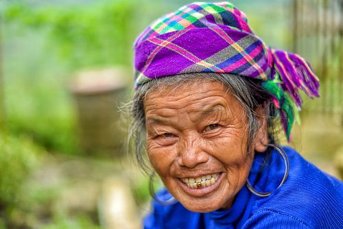 Happy old Hmong woman