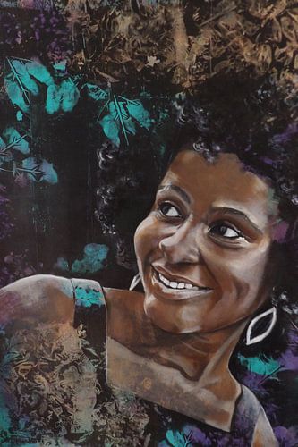 Portrait moderne d'une femme - Peinture expressive en couleur