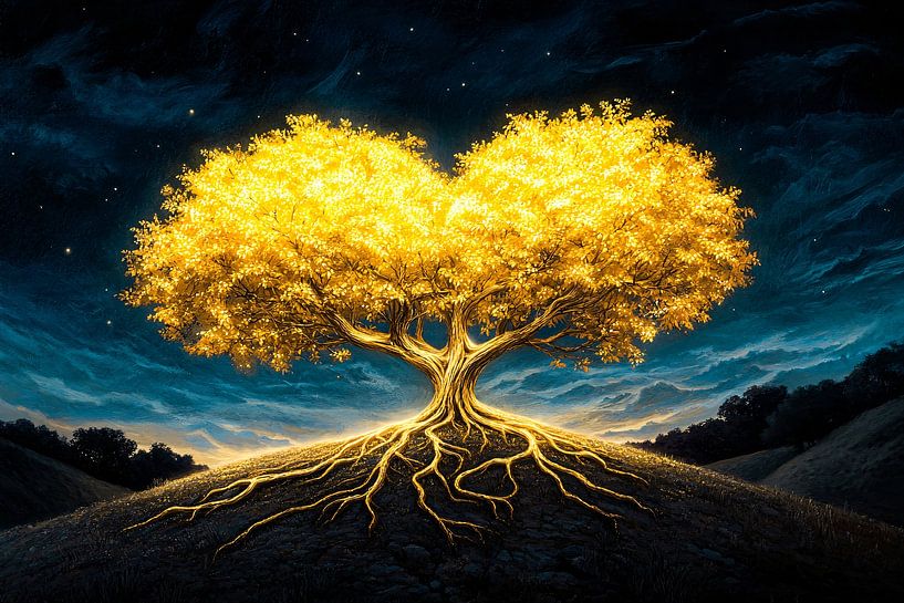 Arbre en forme de cœur doré par Art & Soul Creations