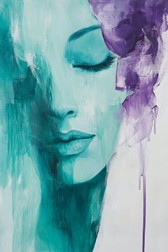 Vrouw Portret in Sluier van Stilte Abstracte Sereniteit van Eva Lee