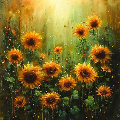 Kleurrijke zonnebloemposter voor kunst en decoratie
