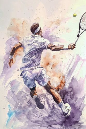 Tekening, aquarel, sport, tennis