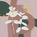Abstrakte botanische Kunst. Pflanzen, Pastell und goldene Formen in rosa Grün von Dina Dankers Miniaturansicht