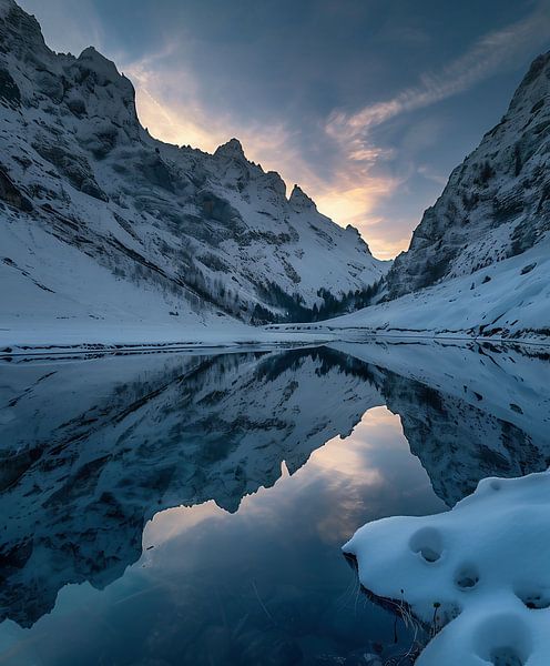 Schneeglanz am stillen See von fernlichtsicht