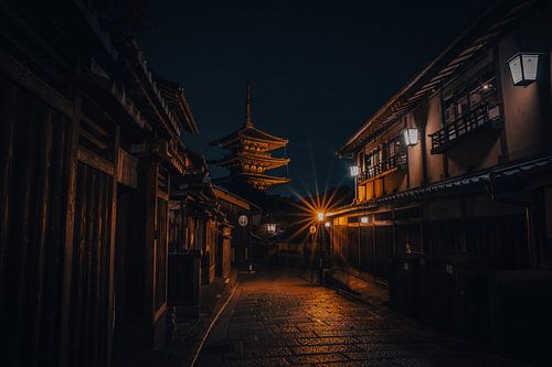 Das Viertel Gion in Kyoto bei Nacht