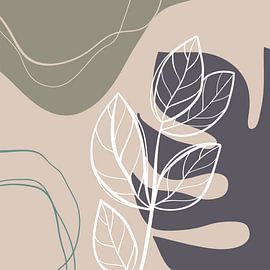 Leaves, beige grey green by Color Square