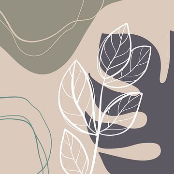 Leaves, beige grey green by Color Square