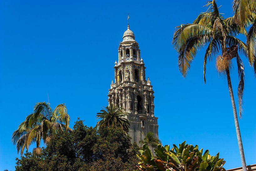 Uitzicht op de California Tower in Balboa Park. van Mikhail Pogosov
